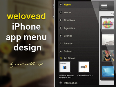 Menu Ios Design advertising app ios design ios menu design iphone app ui design ux welovead app