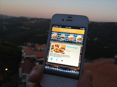 Burger Addict App app design art direction apple burger food app ios iphone app ui design ux visual design