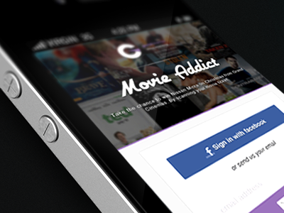 Movie Addict app design design ios design iphone iphone app movie addict photoshop registration render sign up splash screen ui ux