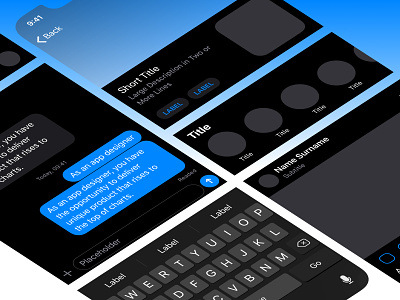 Mosaic Dark Theme 🌙 dark theme dark ui design interface kit mobile design mobile ui ui ux ux kit wireframe