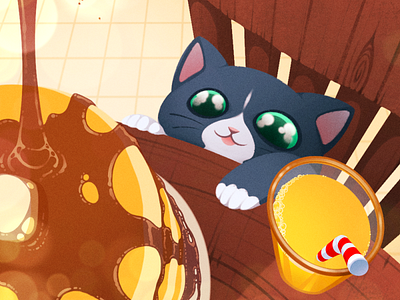 Bad Cat breakfast cute animal cute art digital art digital artist digital painting illustration pancakes procreate procreate art whimsical