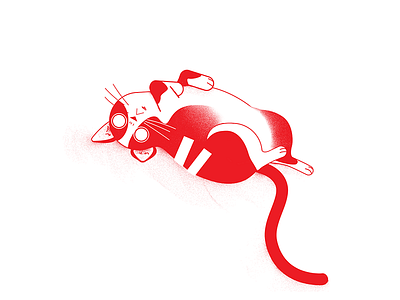 Fat Cat Print alvz animal cat character creepy cute kitten kitty motion print red tictail