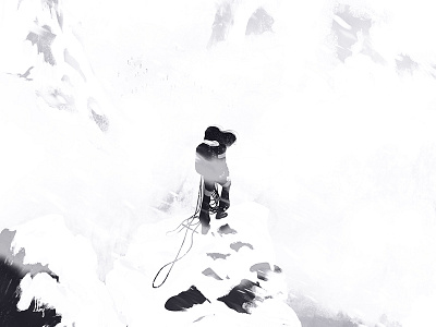 Mountain Climber Poster alps black climber hiker illo illustration long hair mountain pyrenees rope snow winter