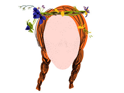 Anne With An E amybeth mcnulty anne character flower crown freckles girl green gables illustration portrait red hair shirley tv show