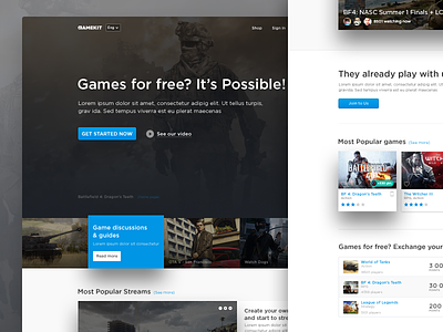 Gamekit home page (Landing page) features games header home page image landing page players product page stream ui website