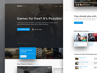 Gamekit home page (Landing page)