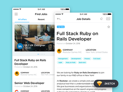Job Application for iOS (Sketch freebies)
