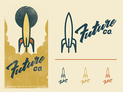 Future co. lettering logo mark retro rocket space spaceship