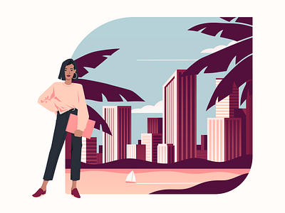 Header ambitious ambitious woman business businesswoman character character design city cityscape design digital design flat girl illustration modern palms skyline tropic tropical tropical leaves woman