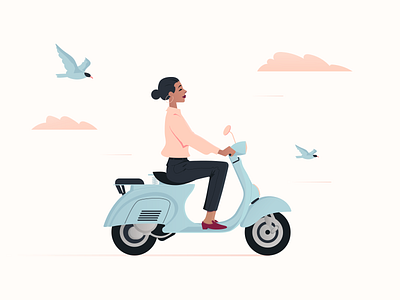 Freedom bike birds businesswoman businesswomen character character design classy design digital design flat freedom freedom tower girl girly illustration motorbike scooter vespa woman women