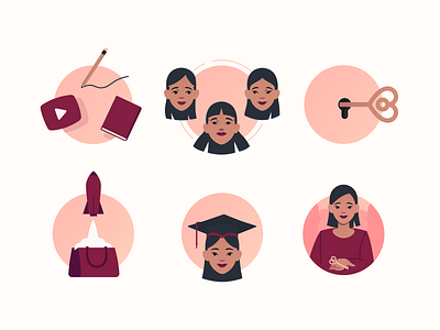 Icons businesswoman character character design colorfu creative design digital design feminine flat girl icon icon design icon set iconography iconography graphic illustration pastel woman womaninbusiness women