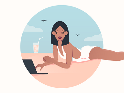 Girls Building Empires ambitious beach bright business businesswoman character character design chilling coctail colorful drink enterpreneur flat girl illustration relax sky skyline vector woman