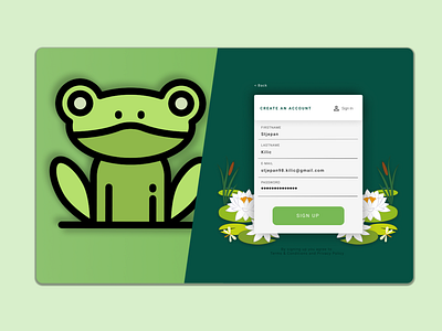 Sign up branding challenge design frog green logo sign sign up ui up ux