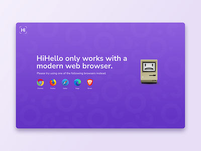 Unsupported Browser 404 branding browser design error fun hihello illustration landing logo page ui unsupported ux
