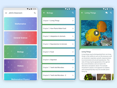 Educational App - Concept android app clean colours concept design educational gradient minimal ui ux