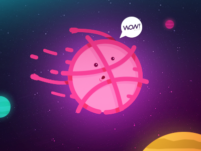 WOW is here art color design diseño dribbble flat ilustration planets space stars vector