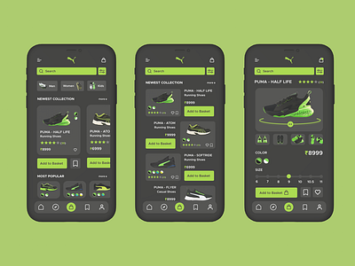 Puma Shoes App - Using Glass morphism Technique