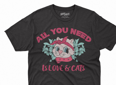 All You Need Is Love And Cats T shirt Design cat catlife catlover catlovers cattshirt design graphic design illustration t shirt tshirt tshirt design