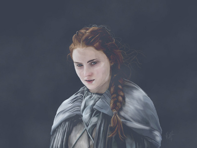 Sansa Stark blue hair illustration paint painting photoshop pixel portrait woman
