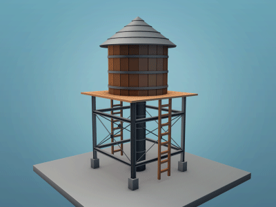 Water Tower 4d after animation cinema effects spline tower water