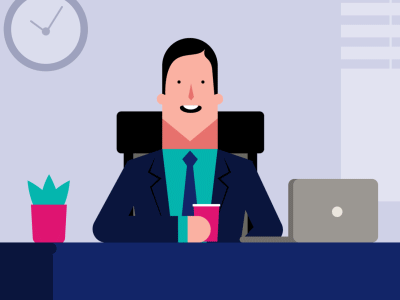 Salesman 2d assurance character color flat illustration office salesman