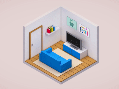 Isometric room animation cinema4d isometric lowpoly xpresso