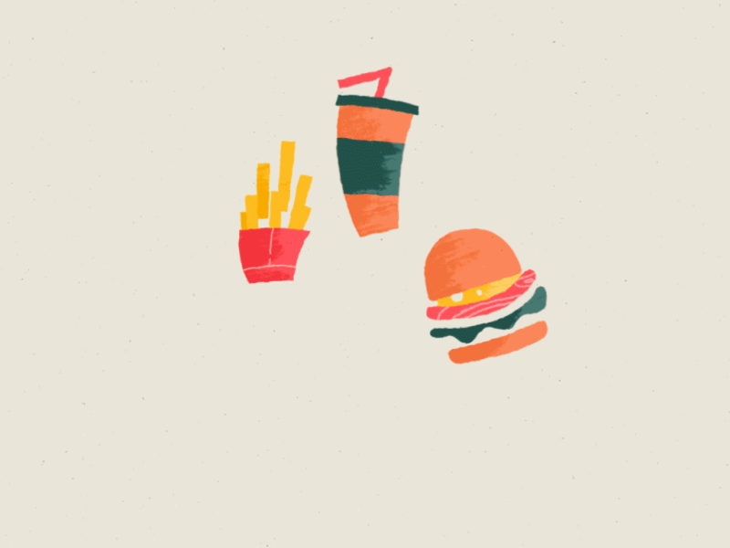 Parade animation burger frame by frame fries illustration motion design motion graphics parade process rough soda