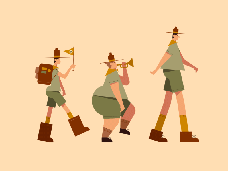 Scout Gang 2d animation character character design design illustration motion design motiondesign scout walkcycle