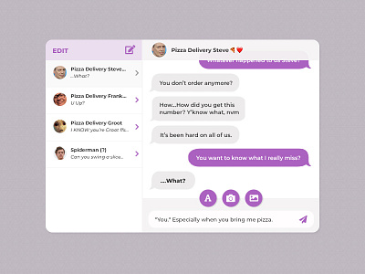 UI Challenge Day 053 - Chat UI pizza spiderman ui ui challenge ui design