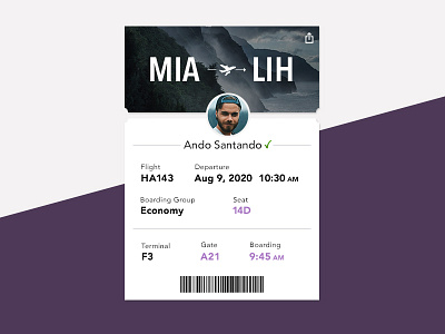 UI Challenge Day 074 - Boarding Pass app design boarding pass hawaii travel travel app ui ui challenge ui design