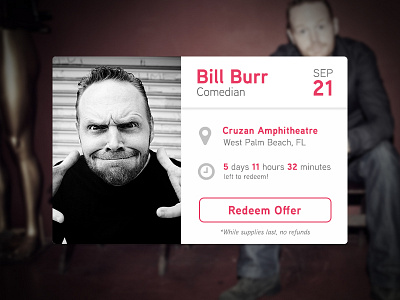 Day 026 - Event Card bill burr comedian daily challenge event event card ui ui design