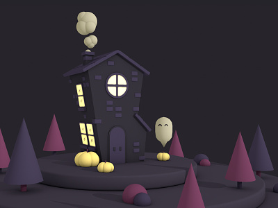 Haunted House on the Hill 3d ghost halloween spooky