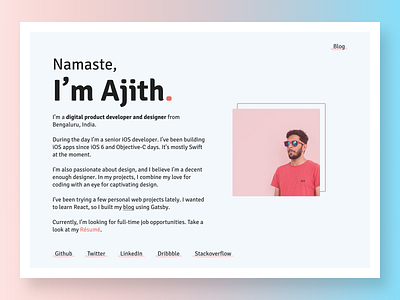 Ajith - Personal Portfolio Website designer developer landingpage minimalistic personal personal project portfolio website