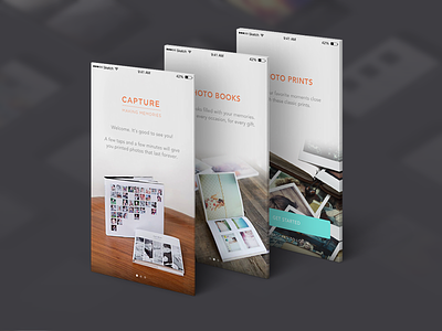 Capture | Making Memories application graphic design interaction design interface design ios app iphone mobile app onboarding ui design ui mocks ui ux