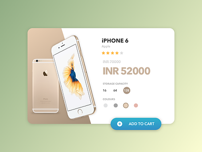 Product Card - iPhone 6 card design cart detail detail card gold gradient interface design iphone iphone 6 product card ui visual design