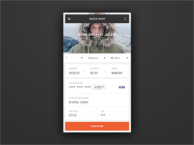 Poler Stuff Quick Shop card credit dailyui ecommerce form login mobile pattern ui