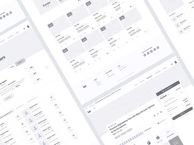 Hi Fed Wireframes for TWIP ecommerce socal travel ui ux