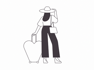 Taking my heart on a journey art character editorial fashion flight girl illustration line magazine people travel woman
