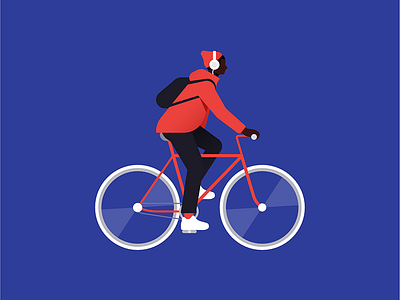 Ride bicycle character design guy illustration man music people