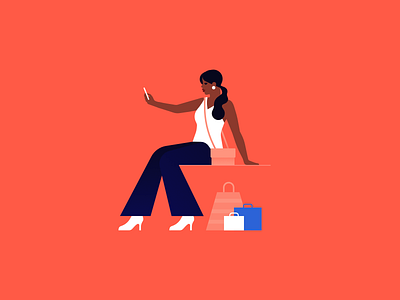 Selfie Time brand illustration character design fashion lady people phone selfie shoes shopping shopping app woman