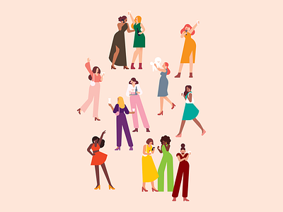 "What each sign is probably doing at a party" art astrological signs characterdesign clothes dance dancer design dog drinks editorial editorial illustration fashion fashion app girls girls night out illustration party people