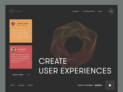 UXScreens - Landing Page branding clean creative design fullscreen minimal typography ui ux vector