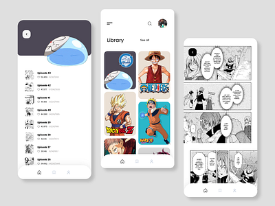 Booky app anime app book design dragonball manga naruto onepiece read slime ui ux