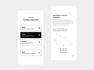 Online School app design math pythagoras school school app student ui ux