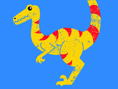 Deinonychus dinosaur graphic blue design dino dinosaur graphic illustration museum prehistoric print red ruocco yellow