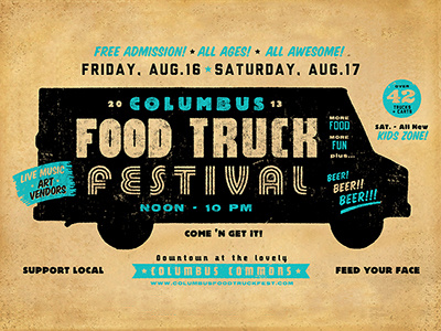 Columbus Food Truck Fest Promo1 columbus food graphic design ohio promo retro ruocco truck type typography vintage