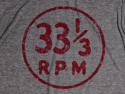 33 1/3 rpm Circle Icon T-shirt analog apparel design music number record retro ruocco t-shirt tee typography vintage