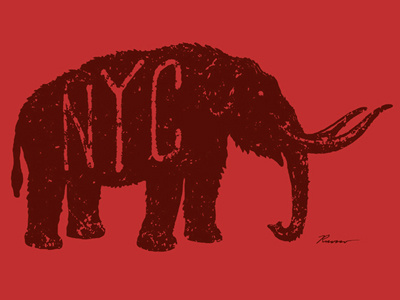 Mastodon NYC - "Early Settler" antique bronx brooklyn elephant graphic design illustration mammal mammoth manhattan mastodon new york nyc prehistoric print ruocco t shirt tee vintage