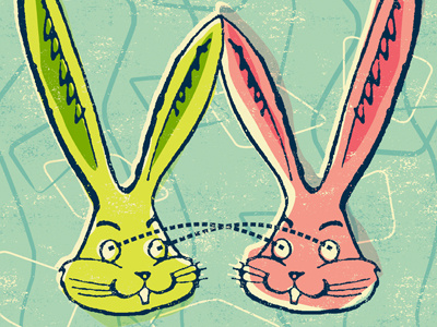 Atomic Rabbits 50s 60s animal antique atomic pattern pop psychedelic rabbit retro ruocco surreal vintage