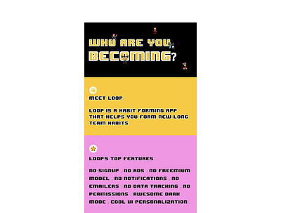 Dailyui003: Landing page 8bit ui dailyui habit app landing page pixelated ui
